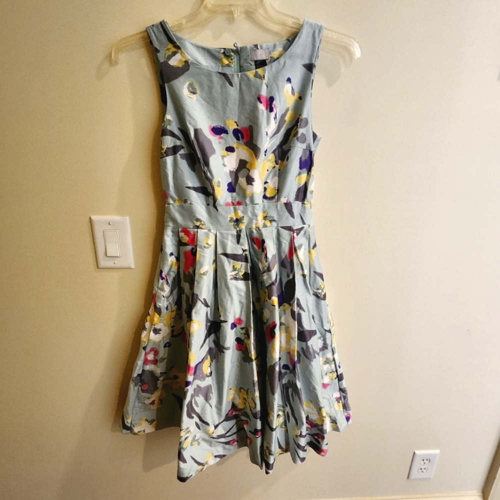 Light Teal Blue Floral Cotton H&M Dress